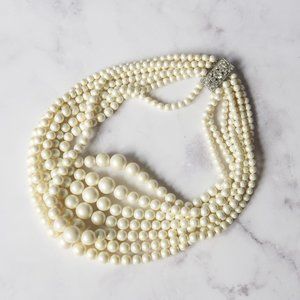Vintage Multi-Strand Faux Pearl Necklace